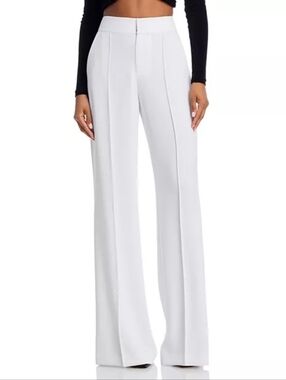 ALICE and OLIVIA White High-Waist Wide-Leg Trousers